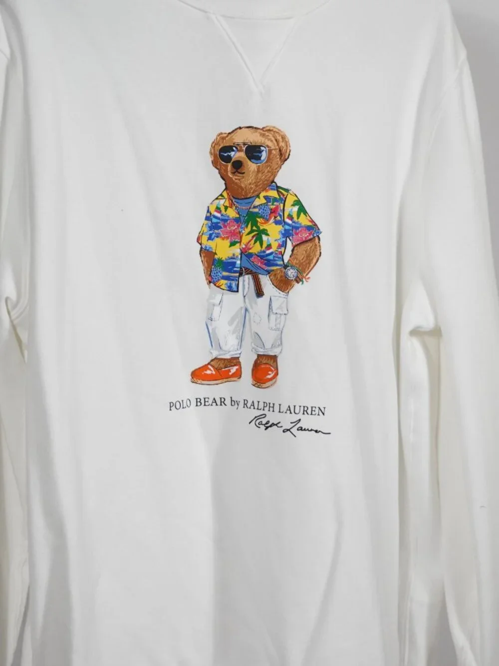 Polo Ralph Lauren Polo Bear Hawaiian Vacation Crewneck Sweatshirt White XL